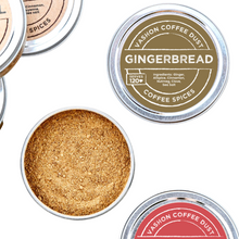 Load image into Gallery viewer, Gingerbread Coffee Dust | 120 servings | Coffee Flavoring using Spices: Cinnamon, Ginger, Allspice, Clove, Nutmeg and Sea Salt
