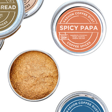 Load image into Gallery viewer, Spicy Papa Coffee Dust| 120 servings | Coffee Flavoring using Spices: Cinnamon, Ginger, Cayenne, Allspice and Sea Salt
